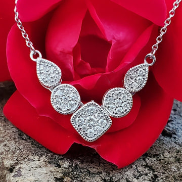 10k White Gold .25 CTW 5 Cluster Diamond Pendant DPD-26747